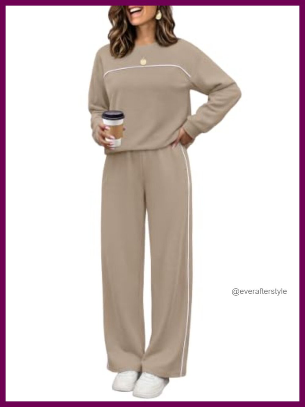 Women 2 Piece Lounge Set Polyester Spandex Long Sleeve Pant Set